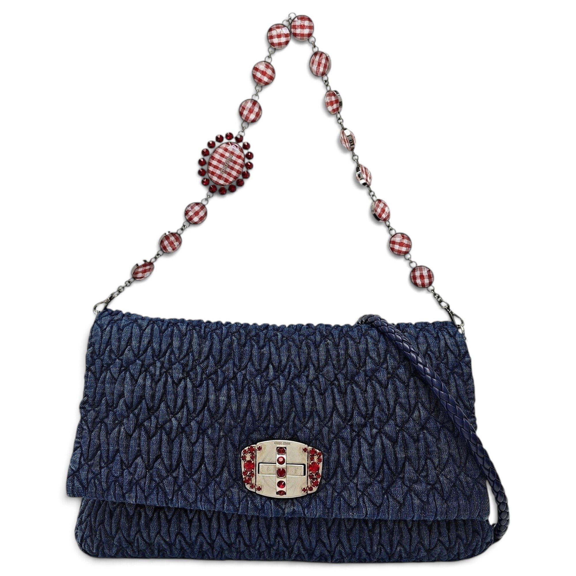 Miu Crystal cloth handbag