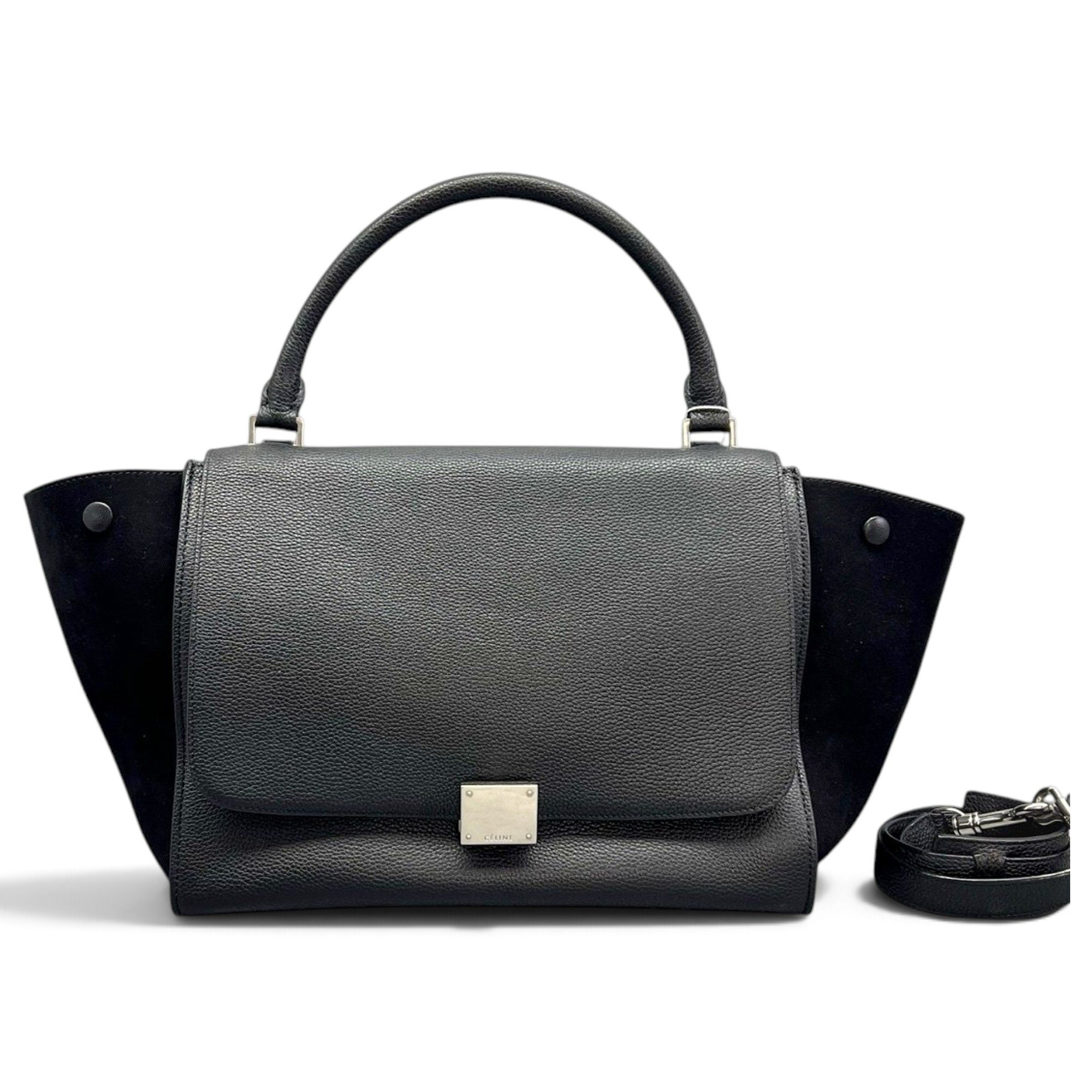 Trapèze leather handbag