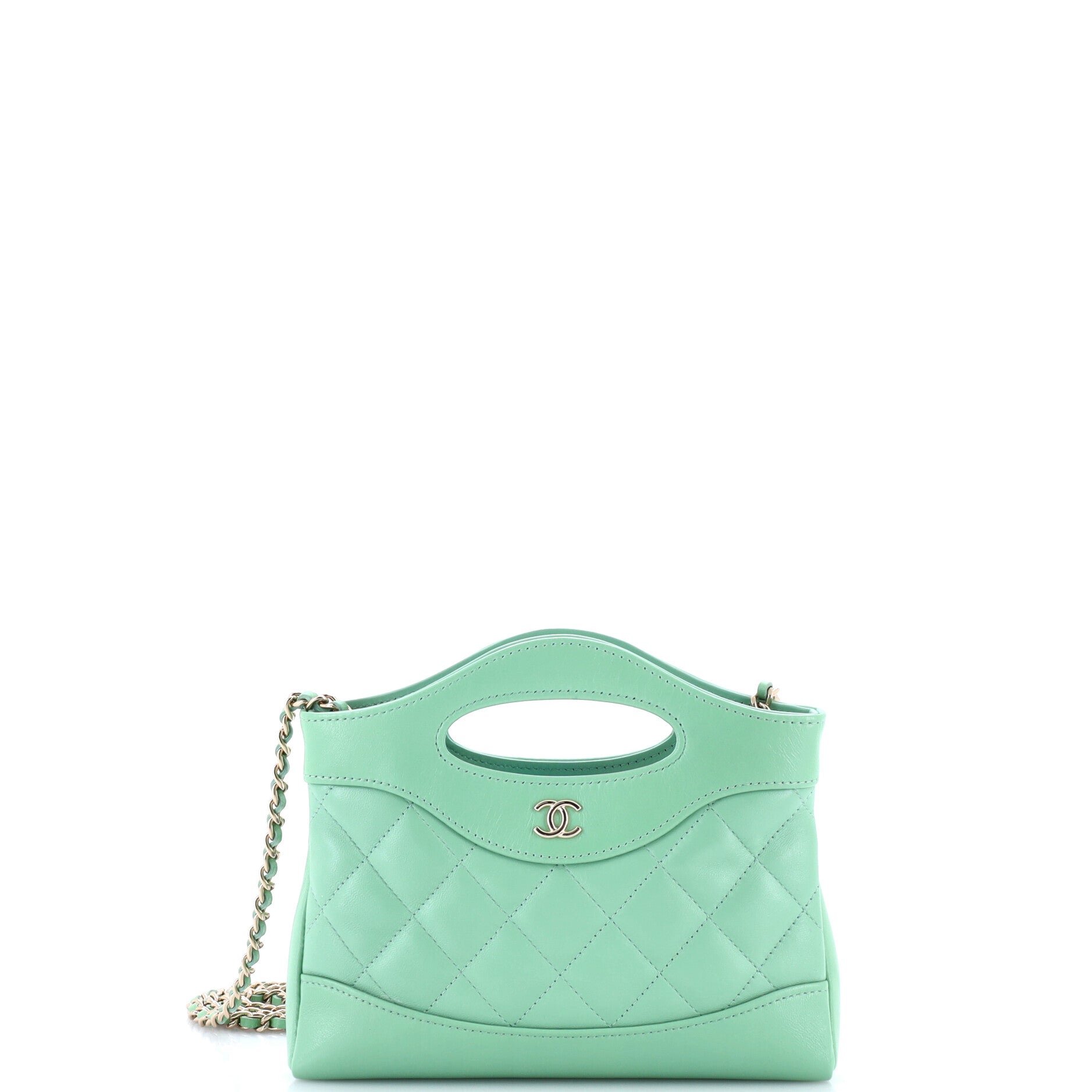 31 Shopping Bag Clutch with Chain Quilted Lambskin Small