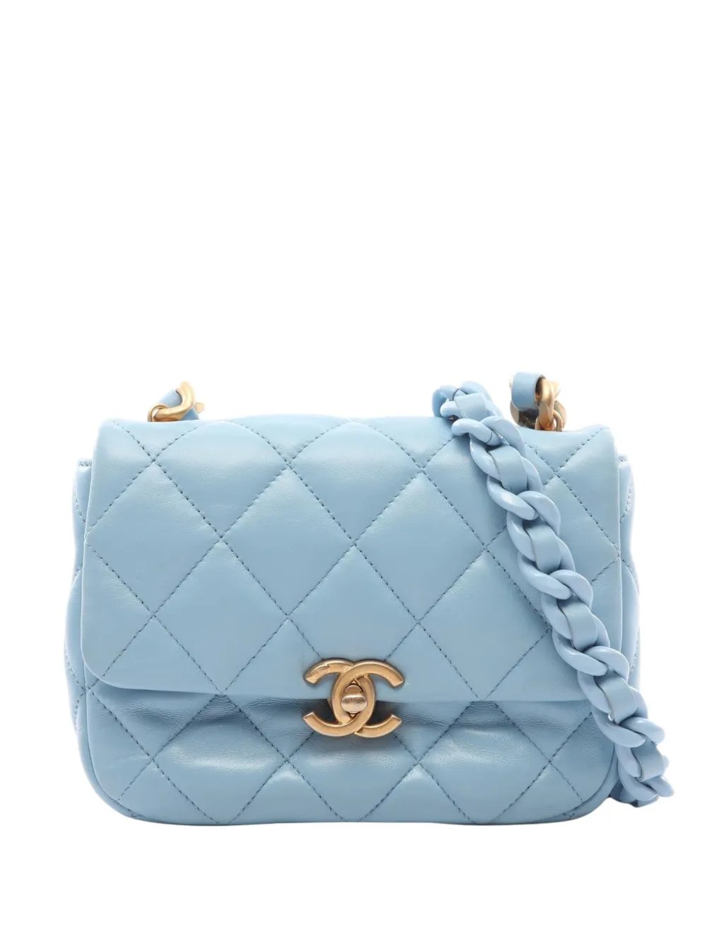 2021-2026 Mini Quilted Lambskin Lacquered Chain Flap crossbody bag
