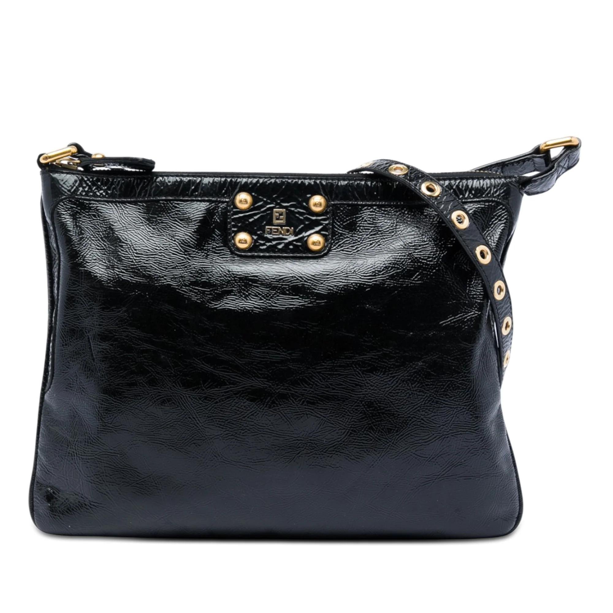 Pocket patent leather crossbody bag