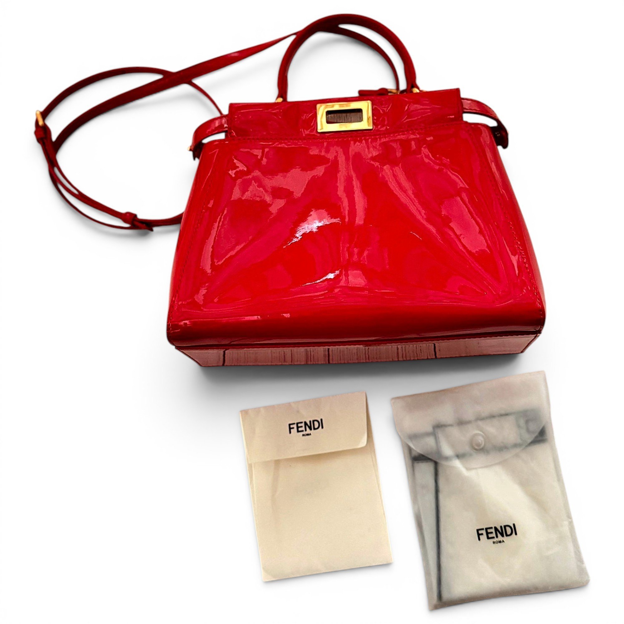 Peekaboo patent leather handbag