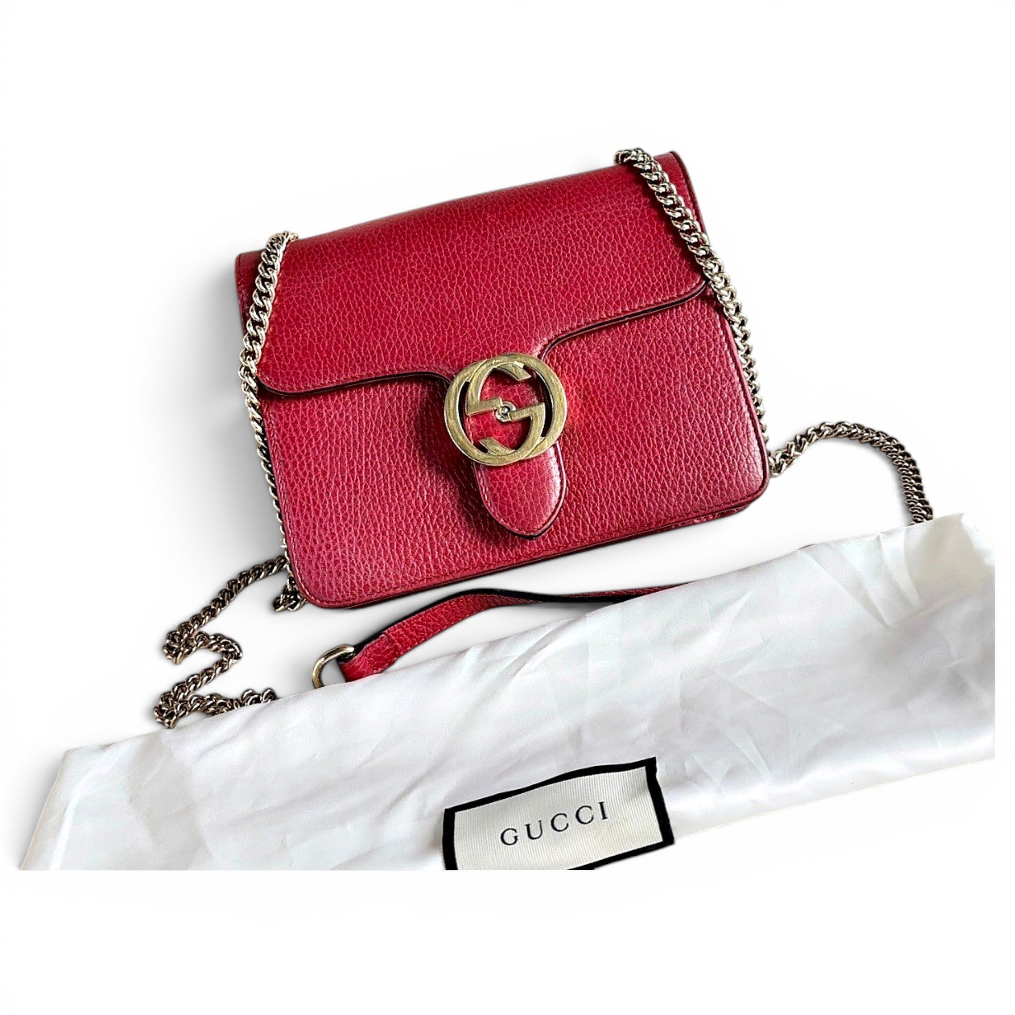 Interlocking leather handbag
