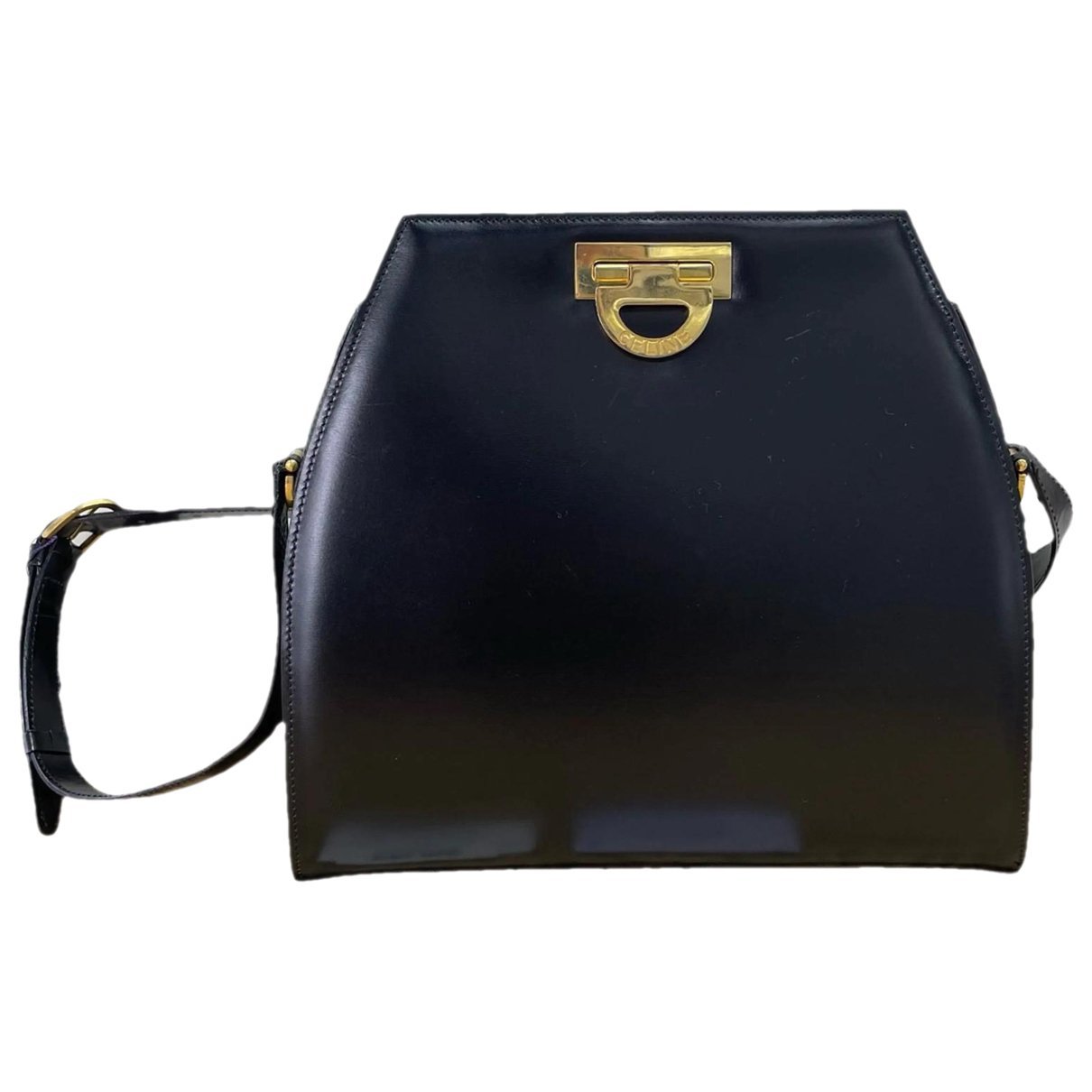 Clasp leather handbag