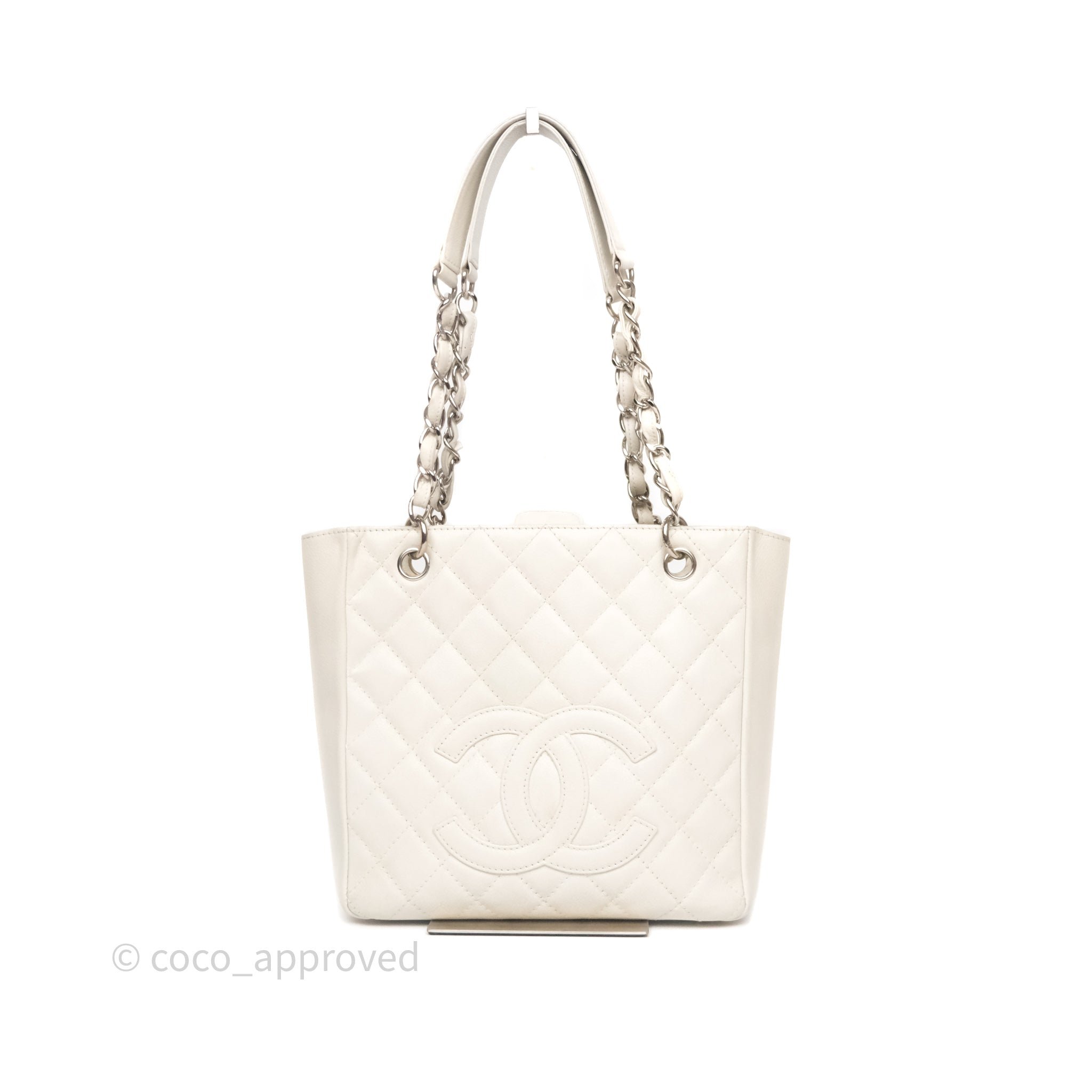 Chanel Vertical GST White Caviar Silver Hardware