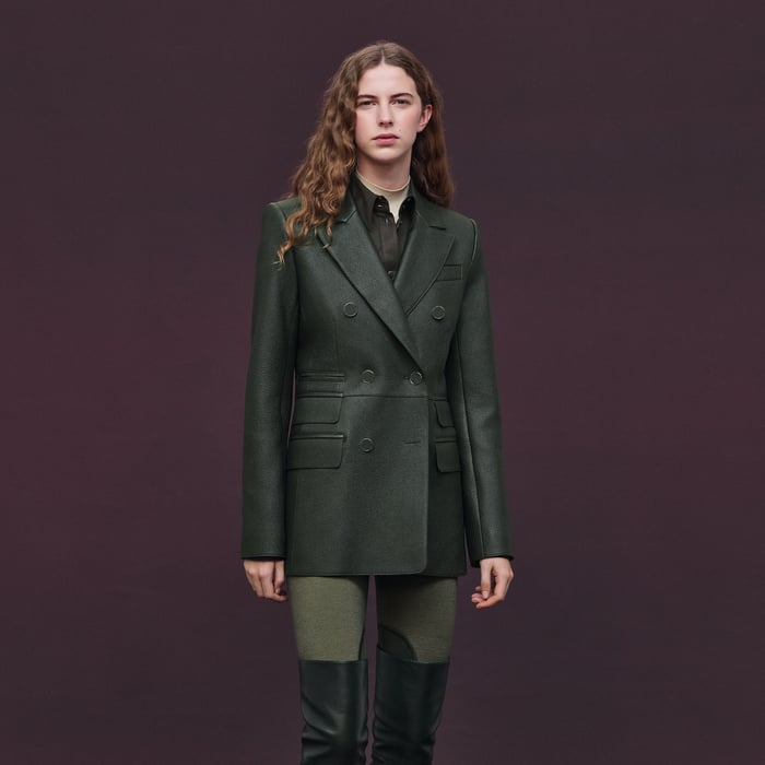 Vert Anglais Wrap Leather Suit Jacket