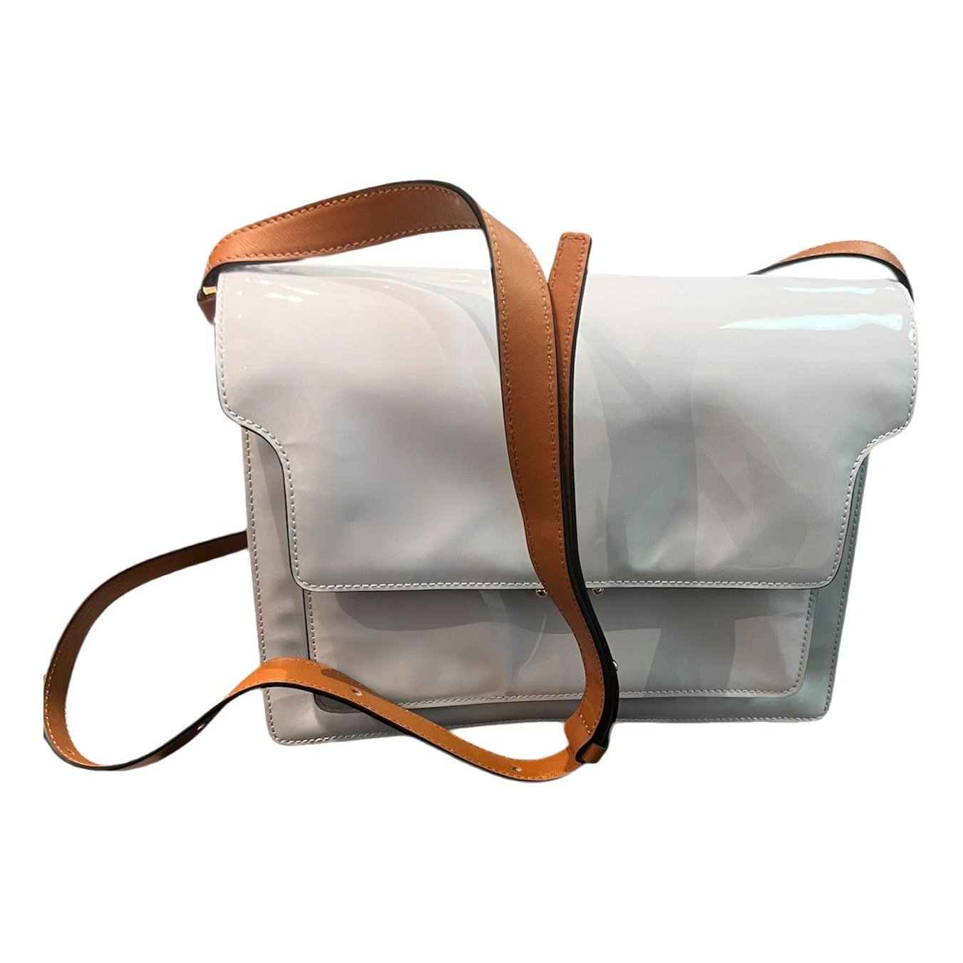 Trunk patent leather handbag