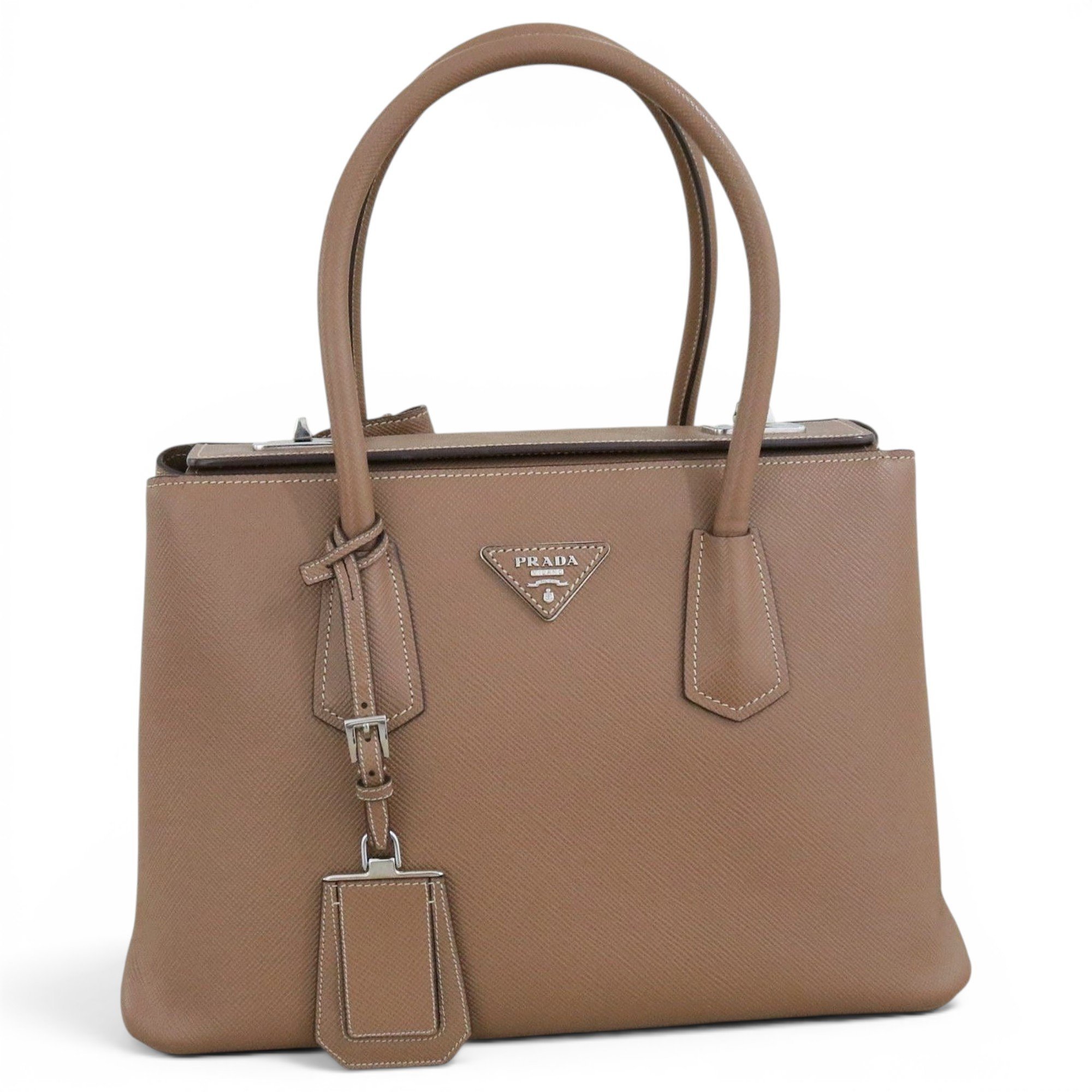 Double leather handbag