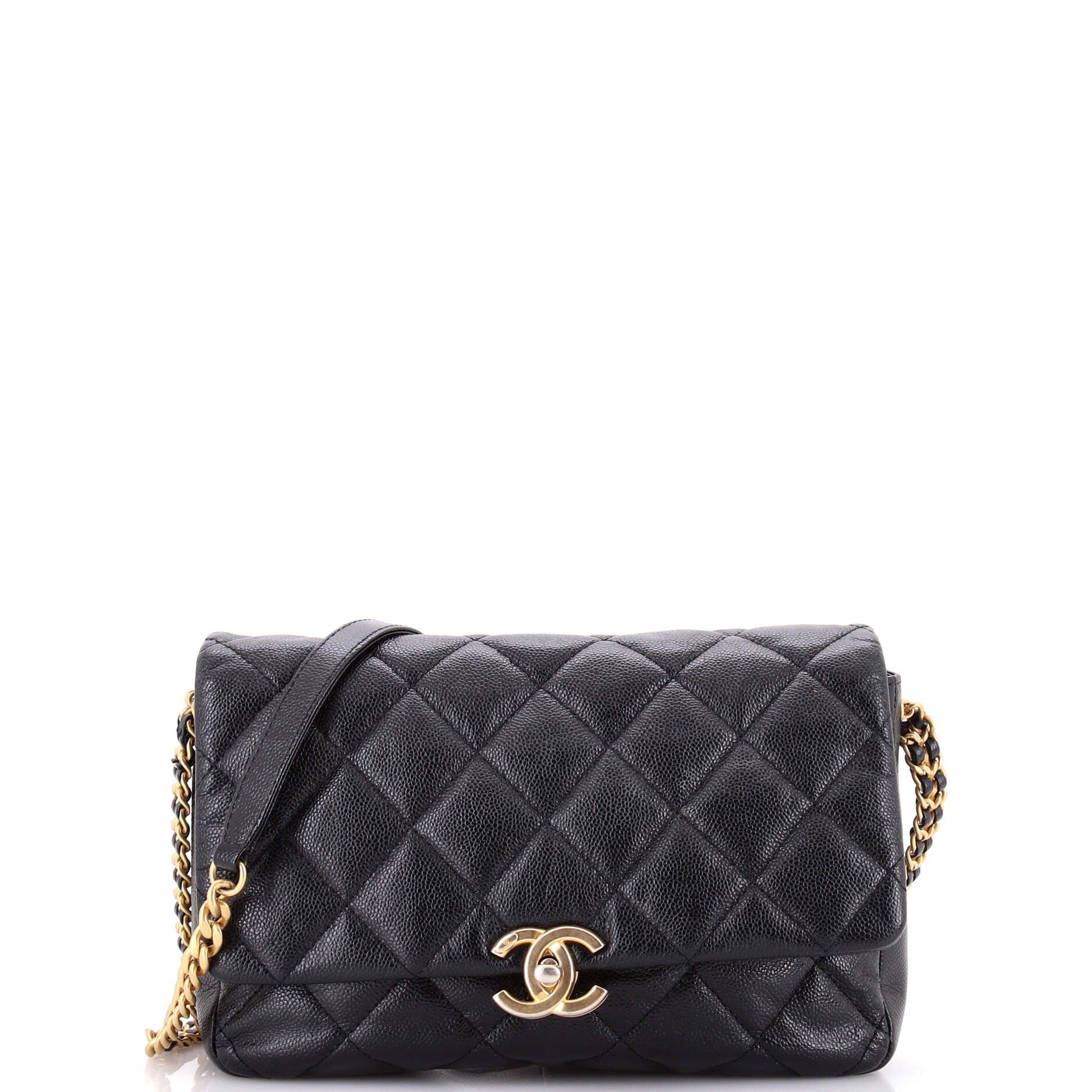 Chain Melody Flap Bag Quilted Caviar Medium