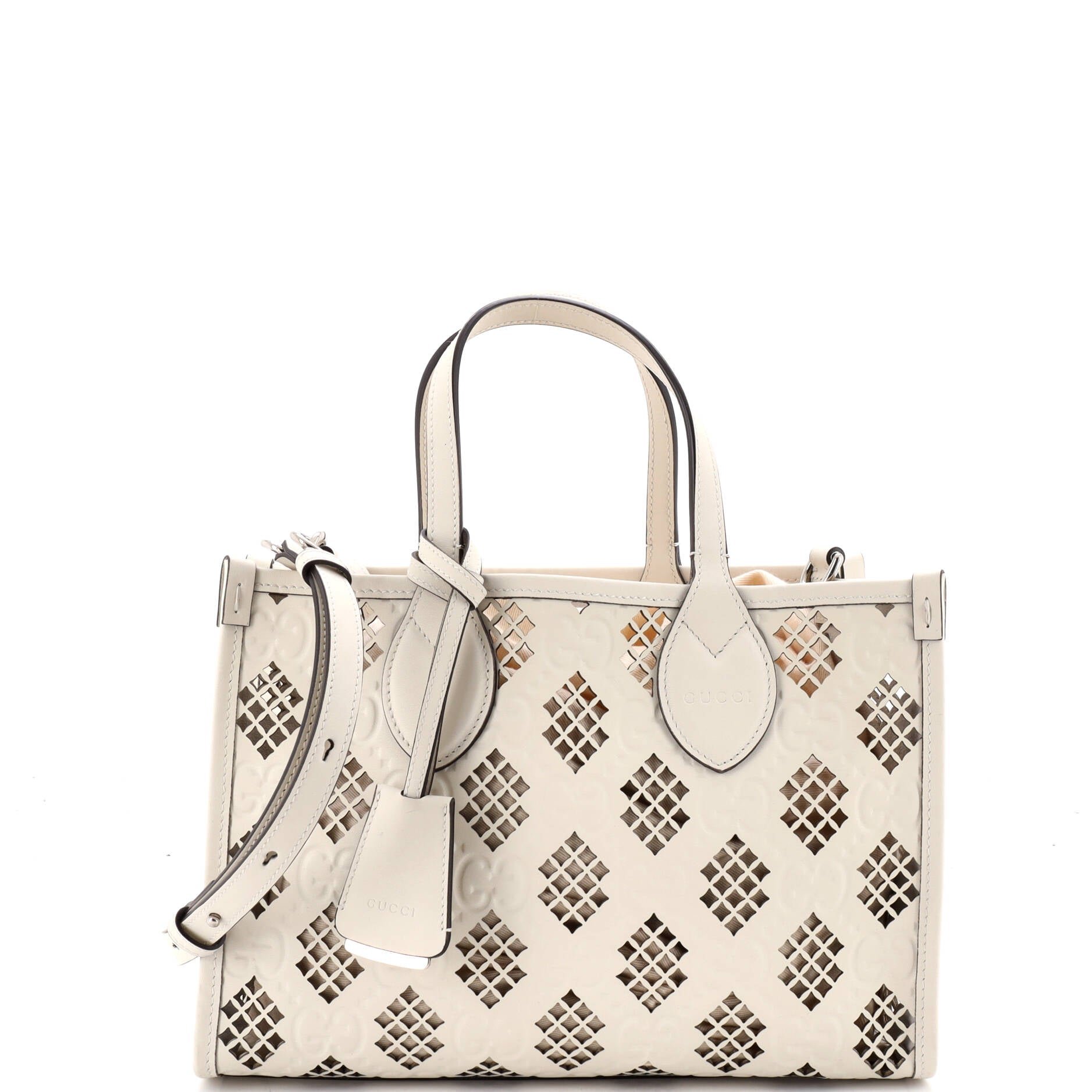 Convertible Tote GG Debossed Laser Cut Leather Small
