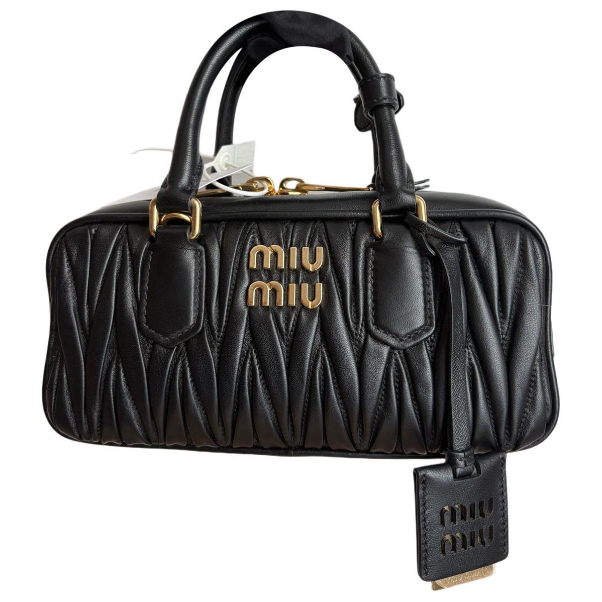Matelassé leather bowling bag