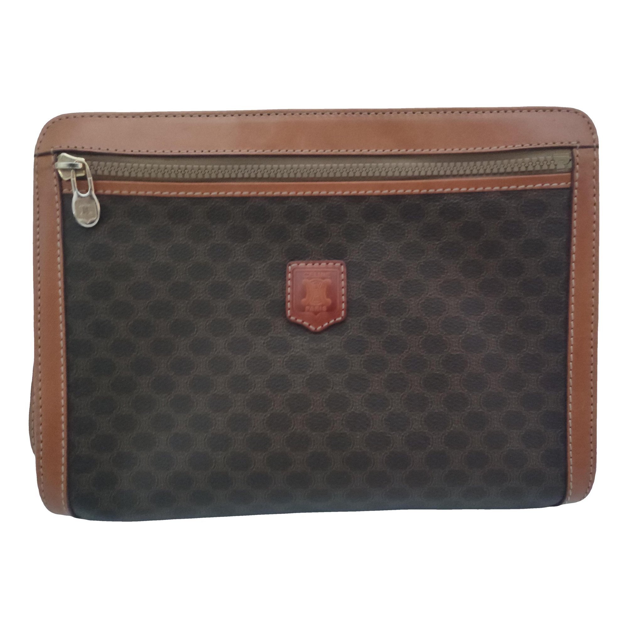 Triomphe Vintage leather clutch bag