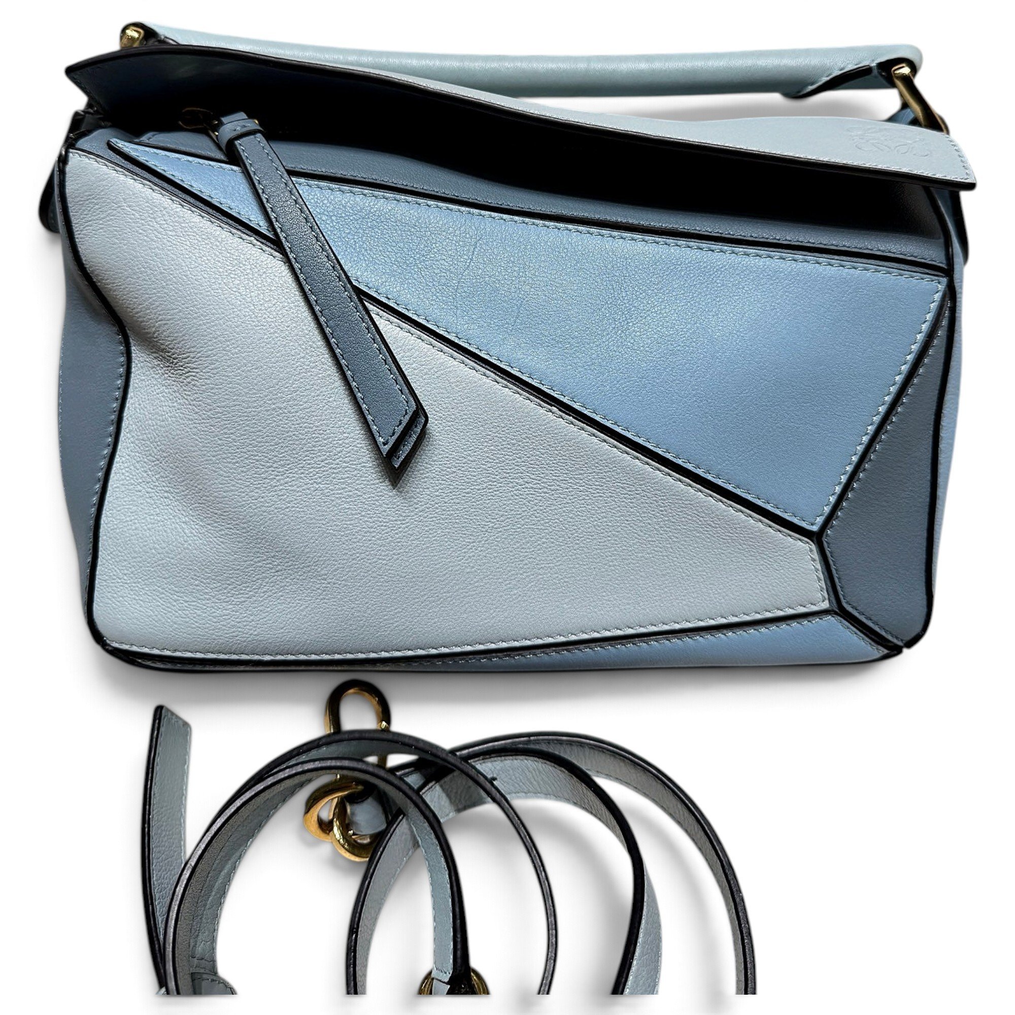 Puzzle leather handbag