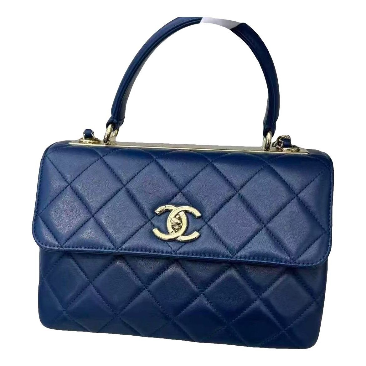 Trendy CC Top Handle leather handbag