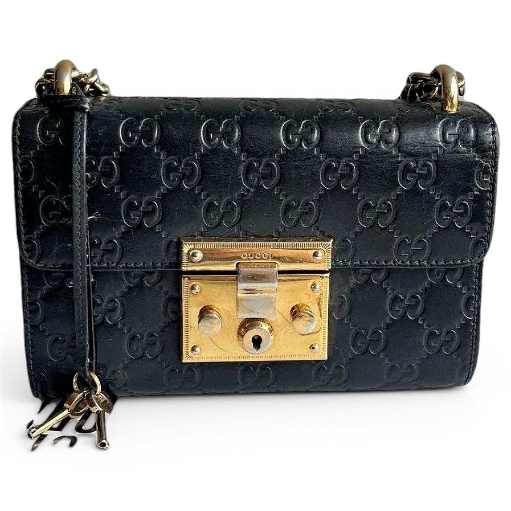 Padlock leather handbag