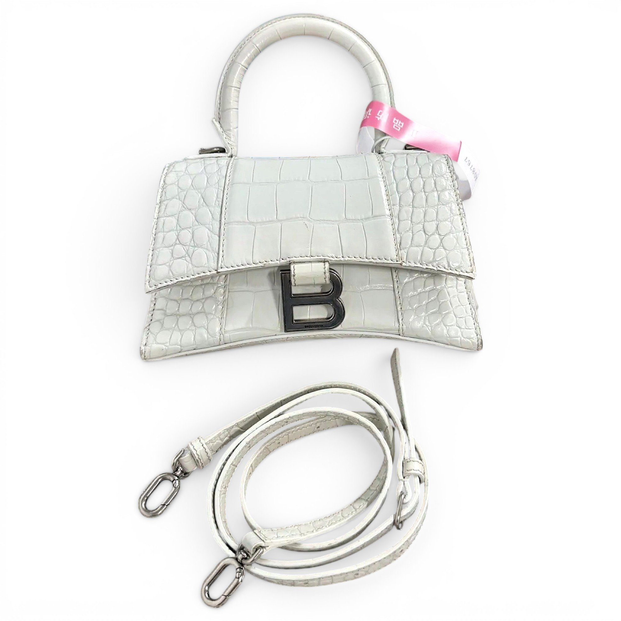Hourglass leather handbag
