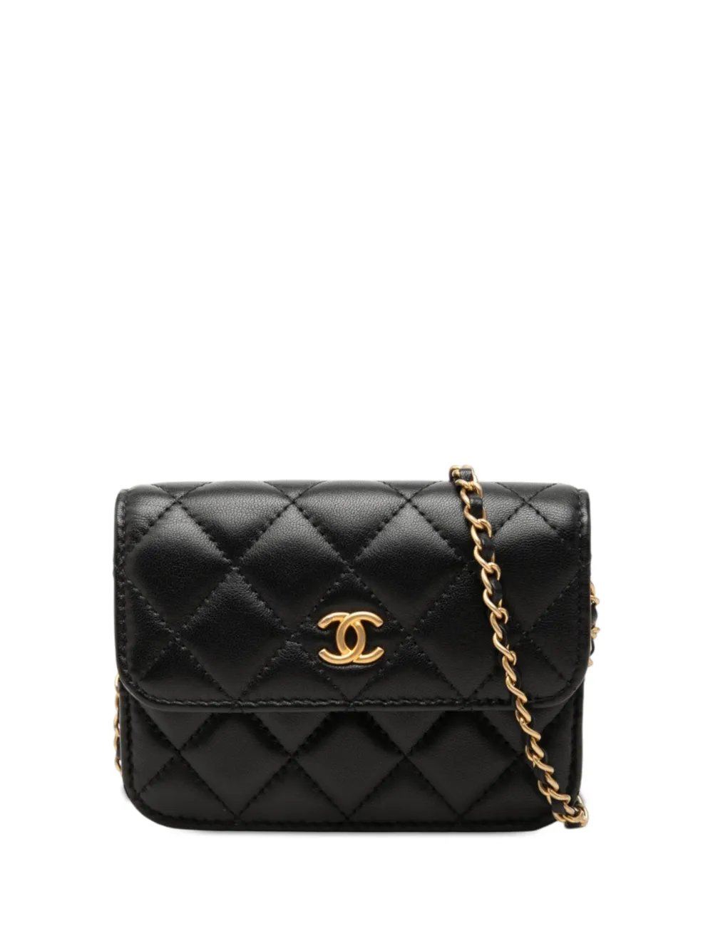 2020 Mini CC Quilted Lambskin Pearl Crush Pouch with Chain crossbody bag