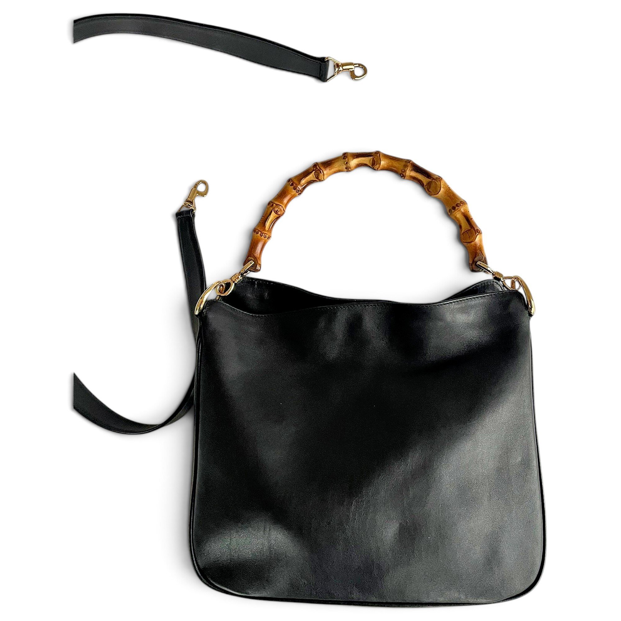 Bamboo Top Handle leather handbag