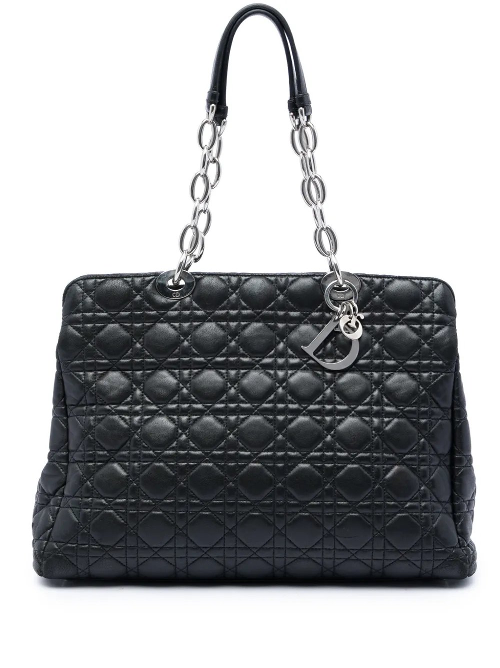 2014 Large Lambskin Cannage Soft Zipped Lady Dior Shopping tote bag