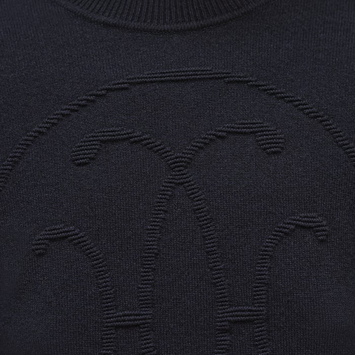 Bleu Noir Cashmere "H Lift" Long-sleeve Sweater