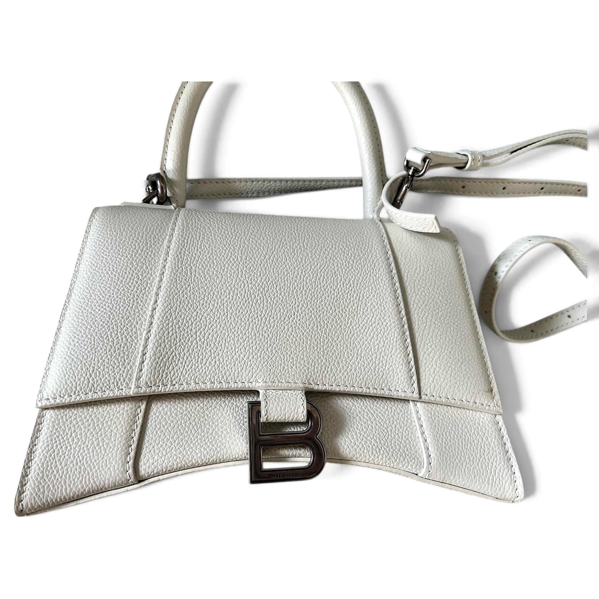 Hourglass leather handbag