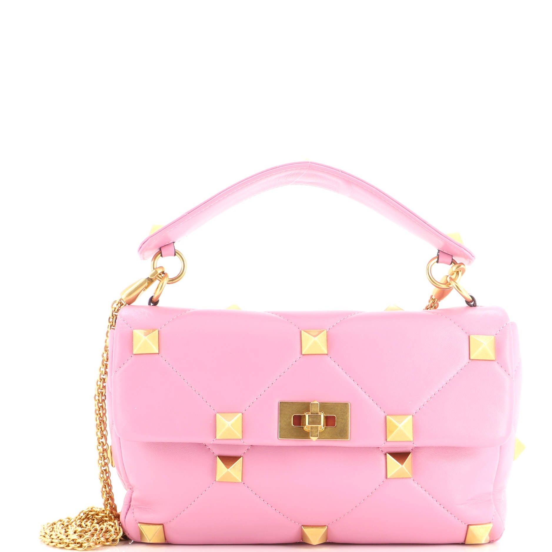 Roman Stud Flap Bag Quilted Leather Large