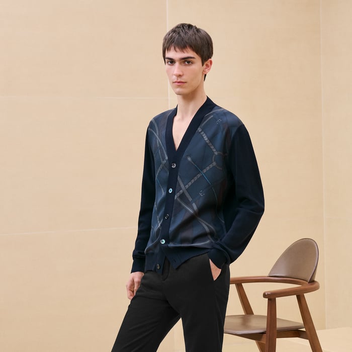 Marine "Parcours Sans Faute Soie" Buttoned Cardigan