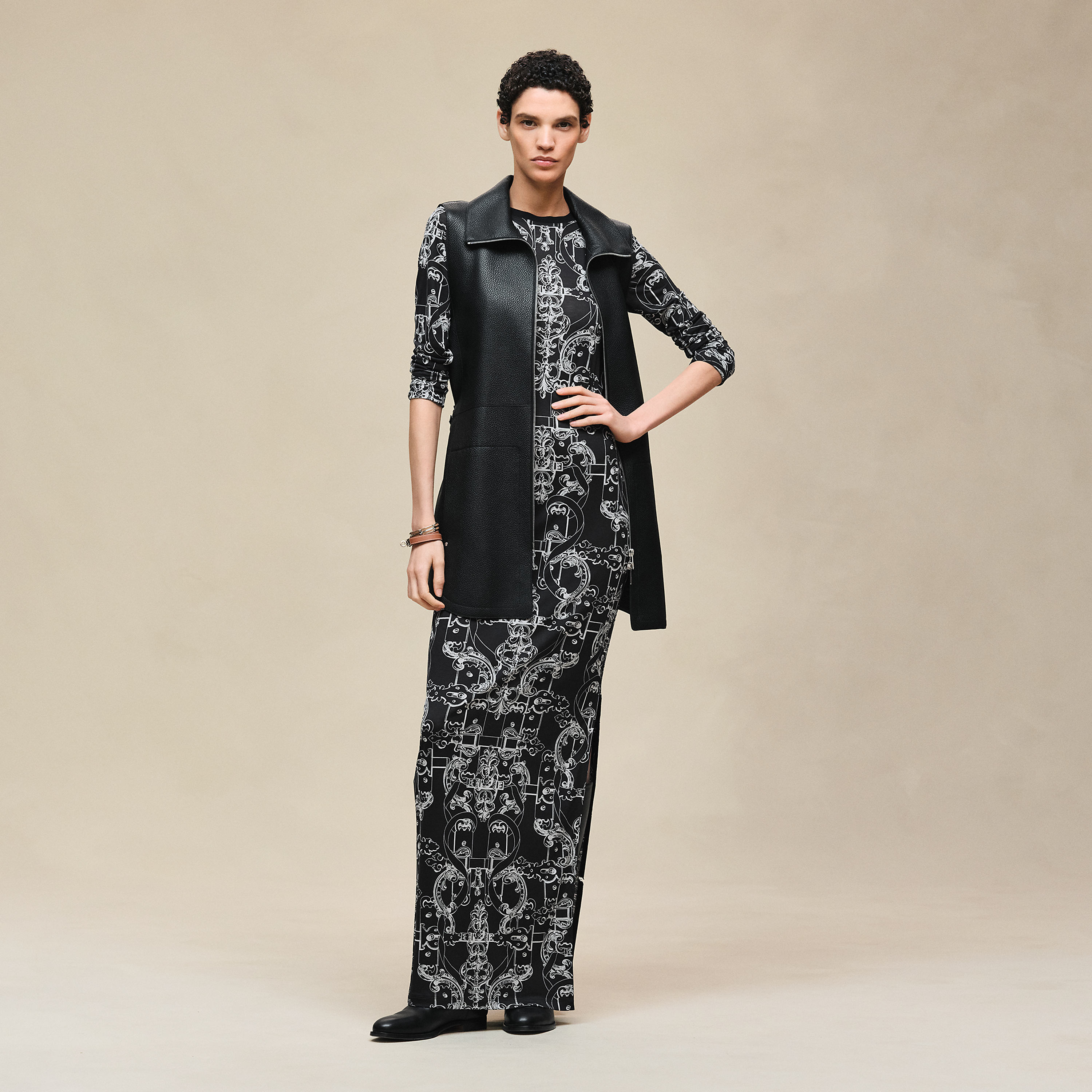 Belted long vest
