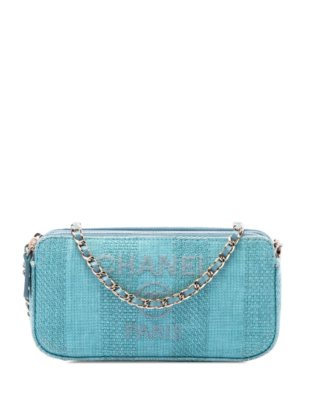2019 Raffia Deauville Double Zip Clutch with Chain crossbody bag