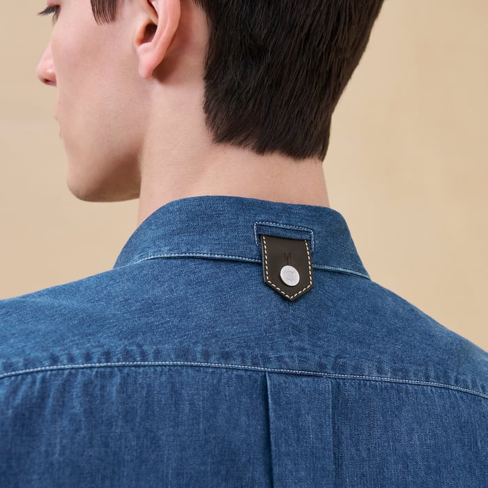 Indigo Lavé Sporty Fit Shirt With Leather Detail