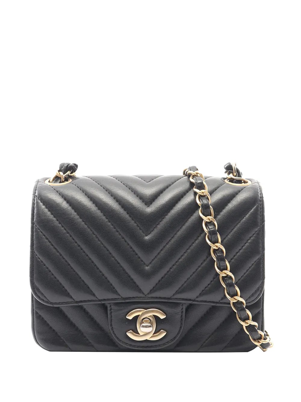 2019 Mini Square Classic Chevron Lambskin Single Flap crossbody bag