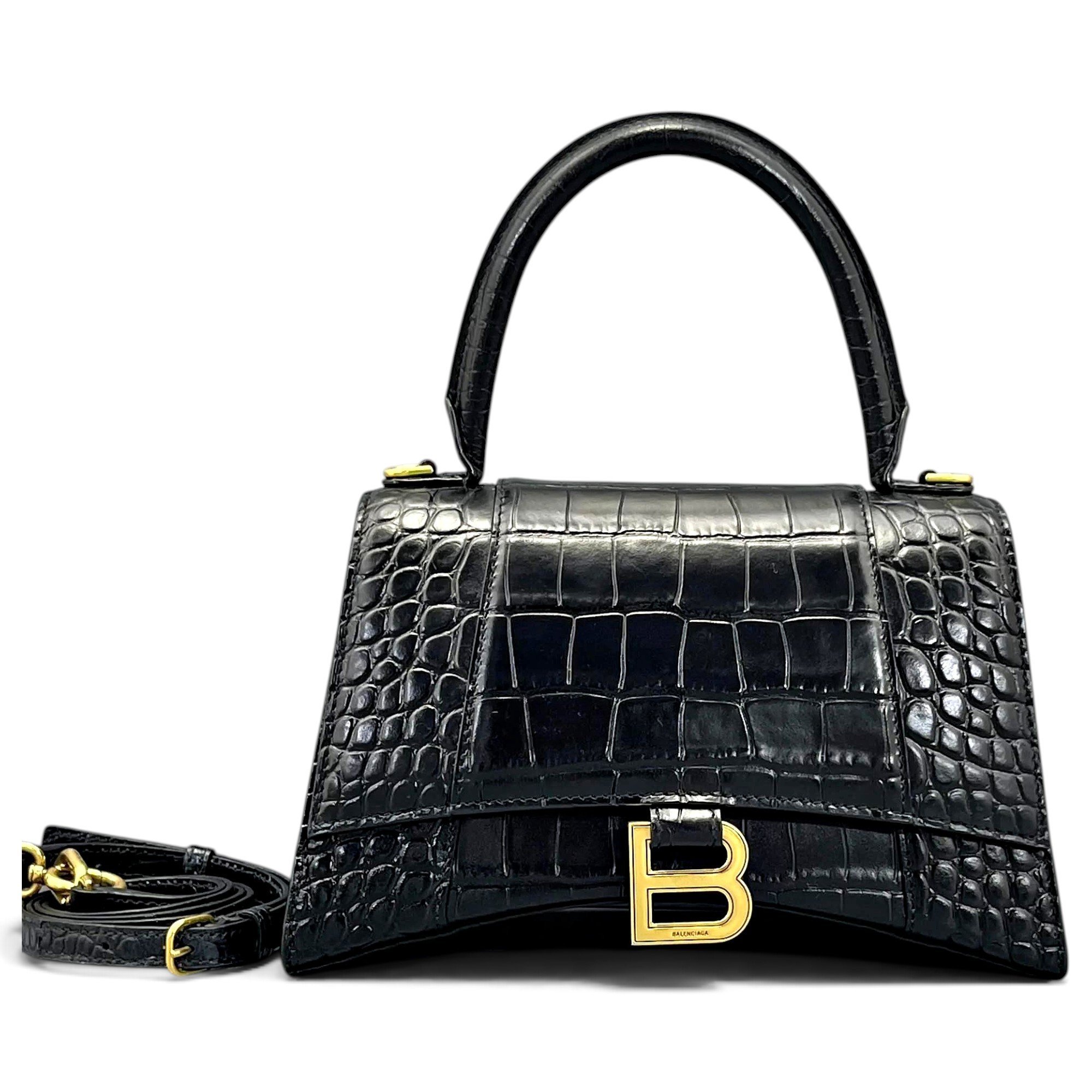 Hourglass leather handbag