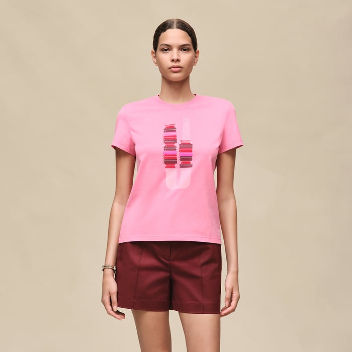 Rose Bonbon Printed Straight T-shirt
