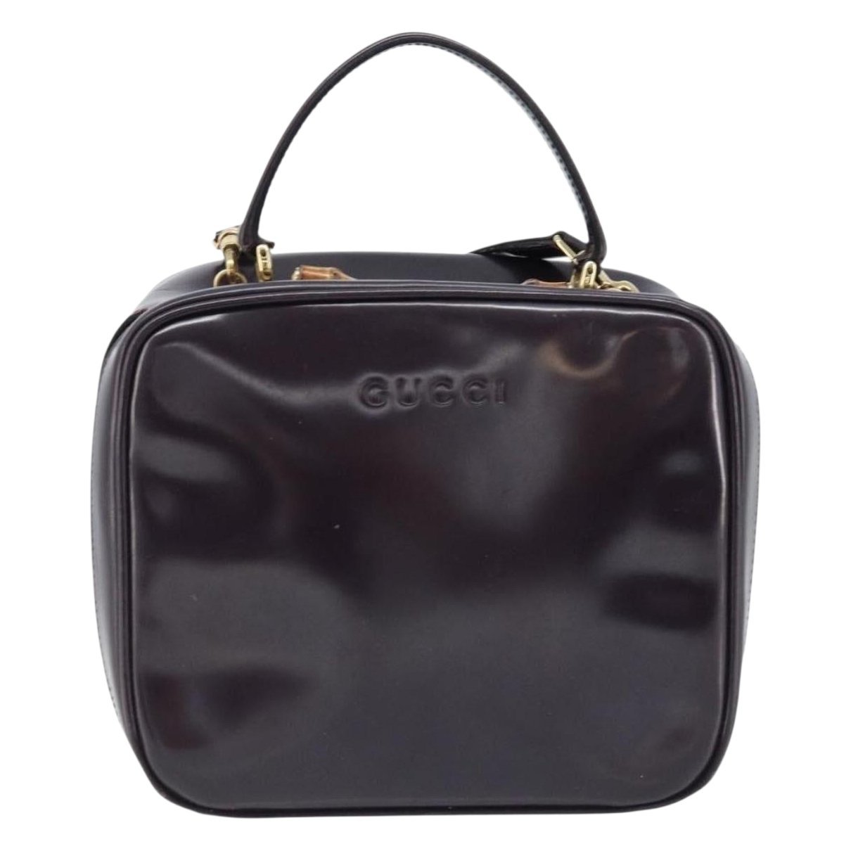 Bamboo patent leather handbag