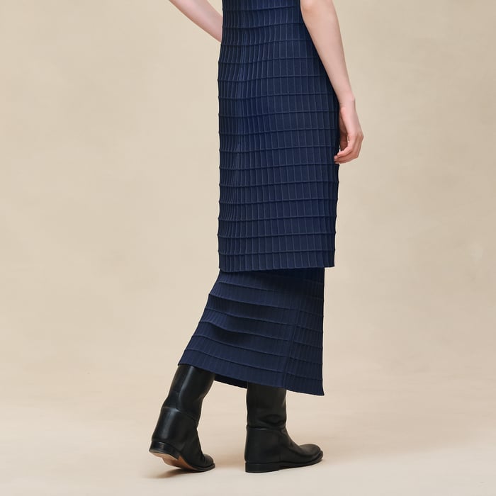 Bleu Outremer Long Skirt With Slit