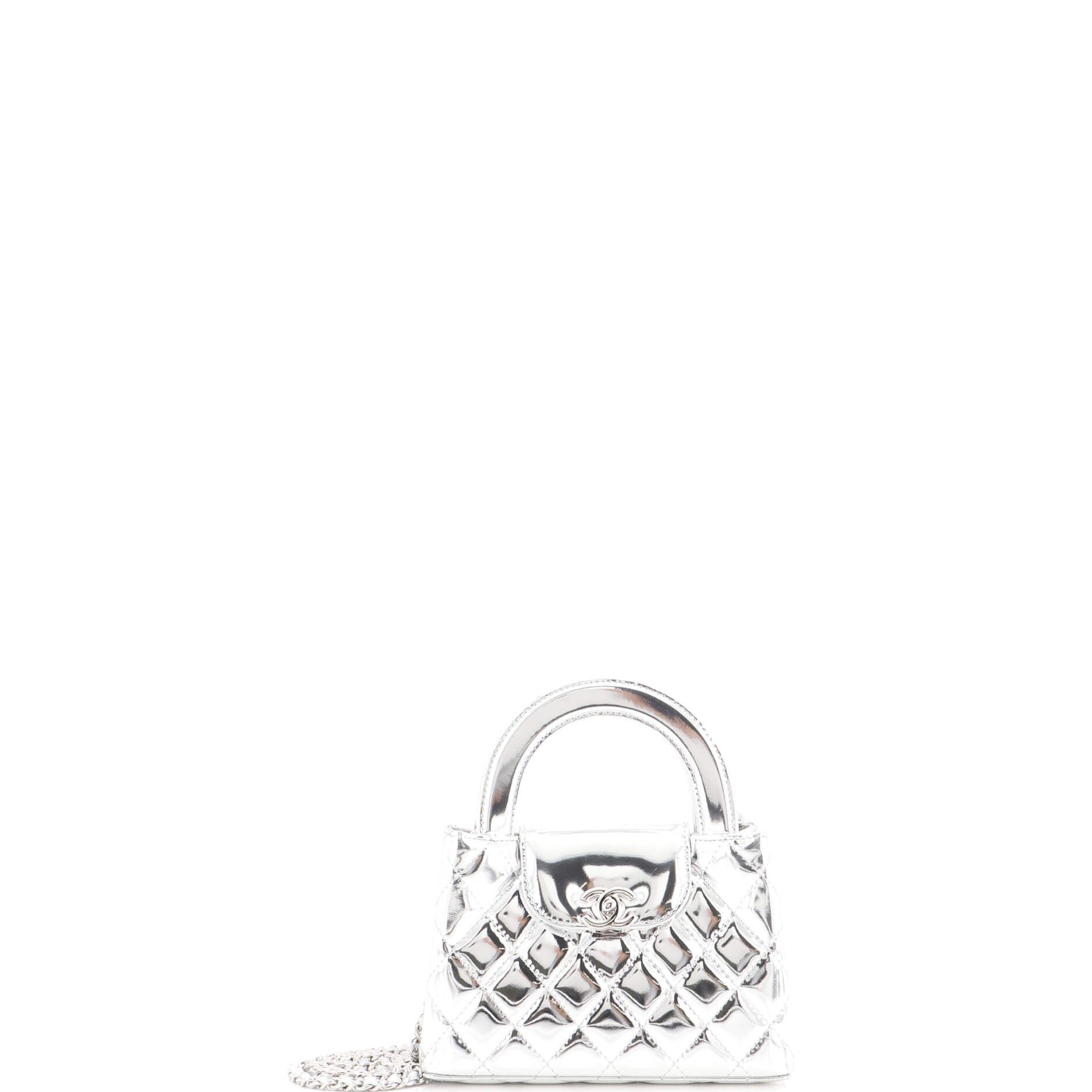 Kelly Top Handle Shopping Bag Quilted Metallic Lambskin Mini