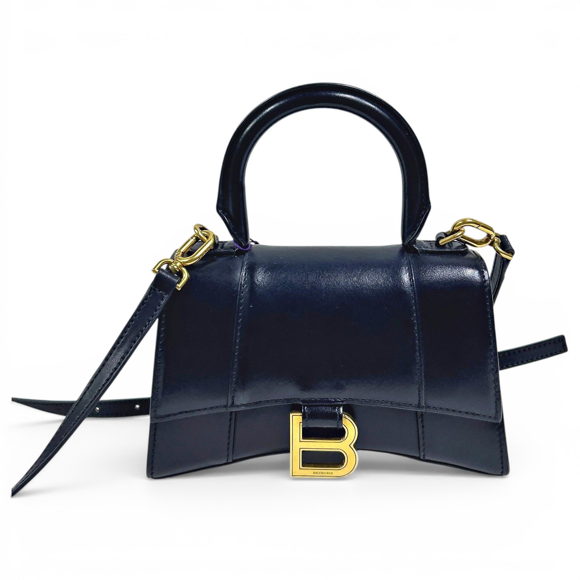 Hourglass leather handbag