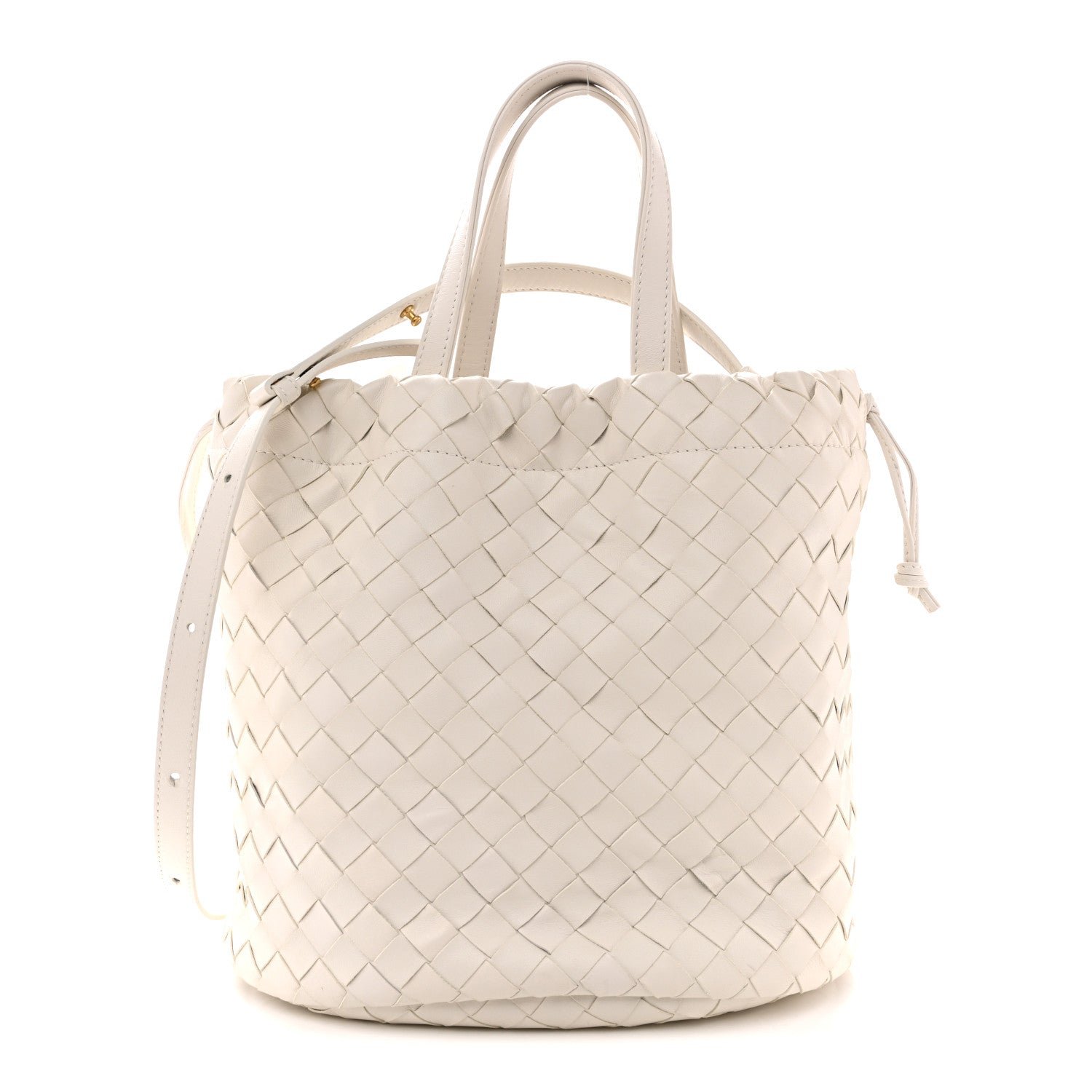 Bottega Veneta Calfskin Intrecciato Small Castello Bucket Bag White