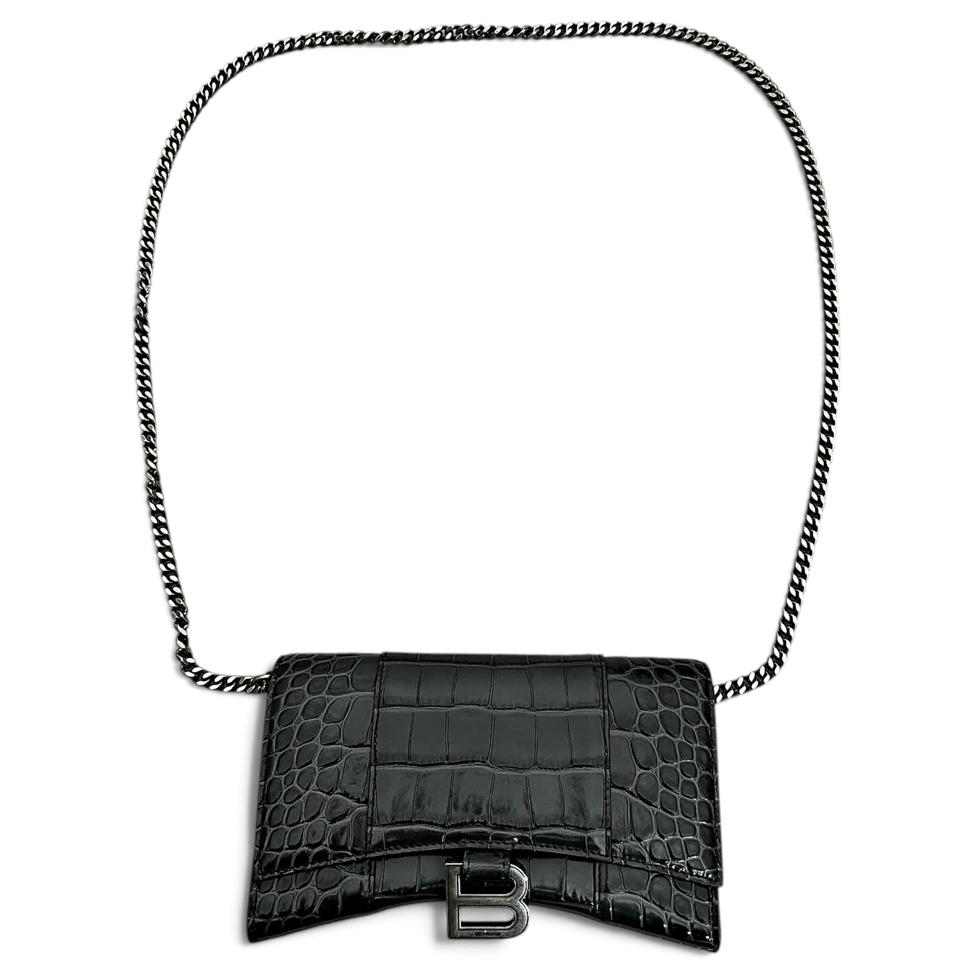 Hourglass leather crossbody bag