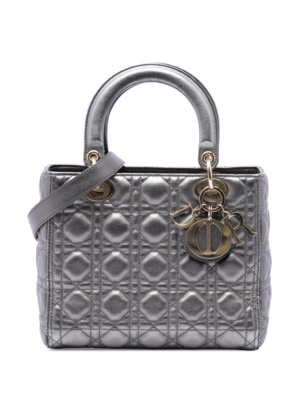 2019 Medium Metallic Lambskin Cannage Lady Dior satchel