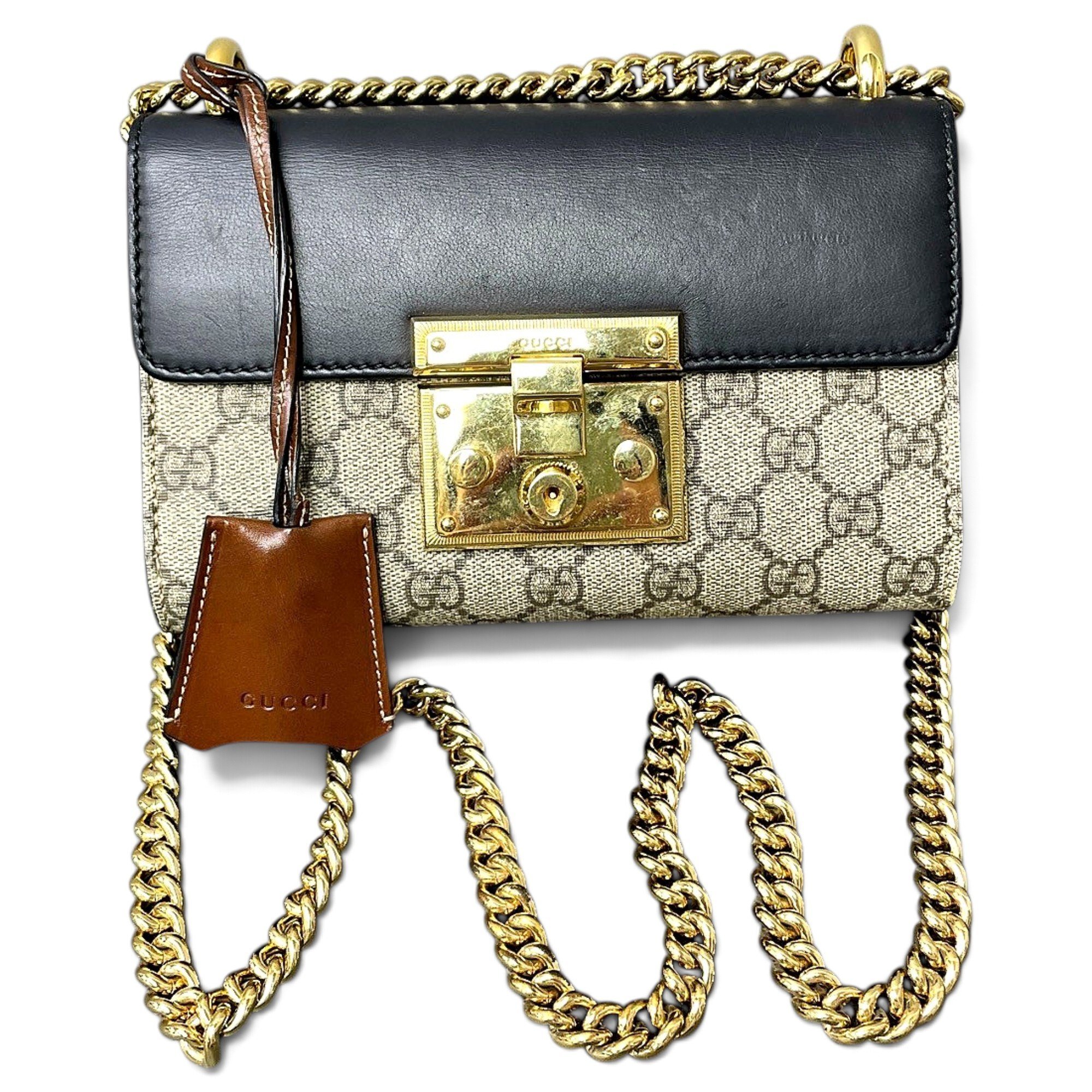 Padlock leather handbag