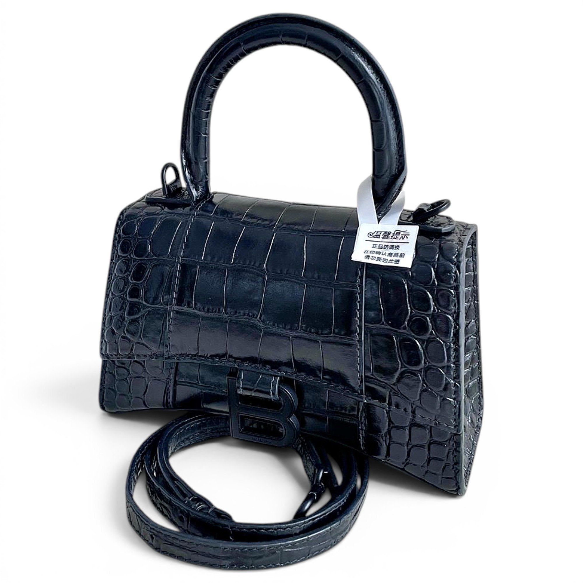 Hourglass leather handbag