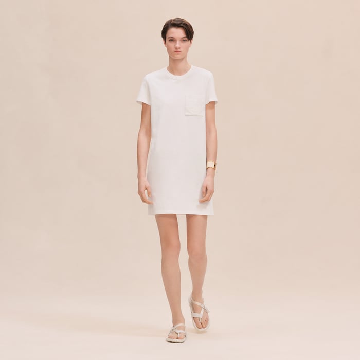 Blanc Embroidered Pocket Dress