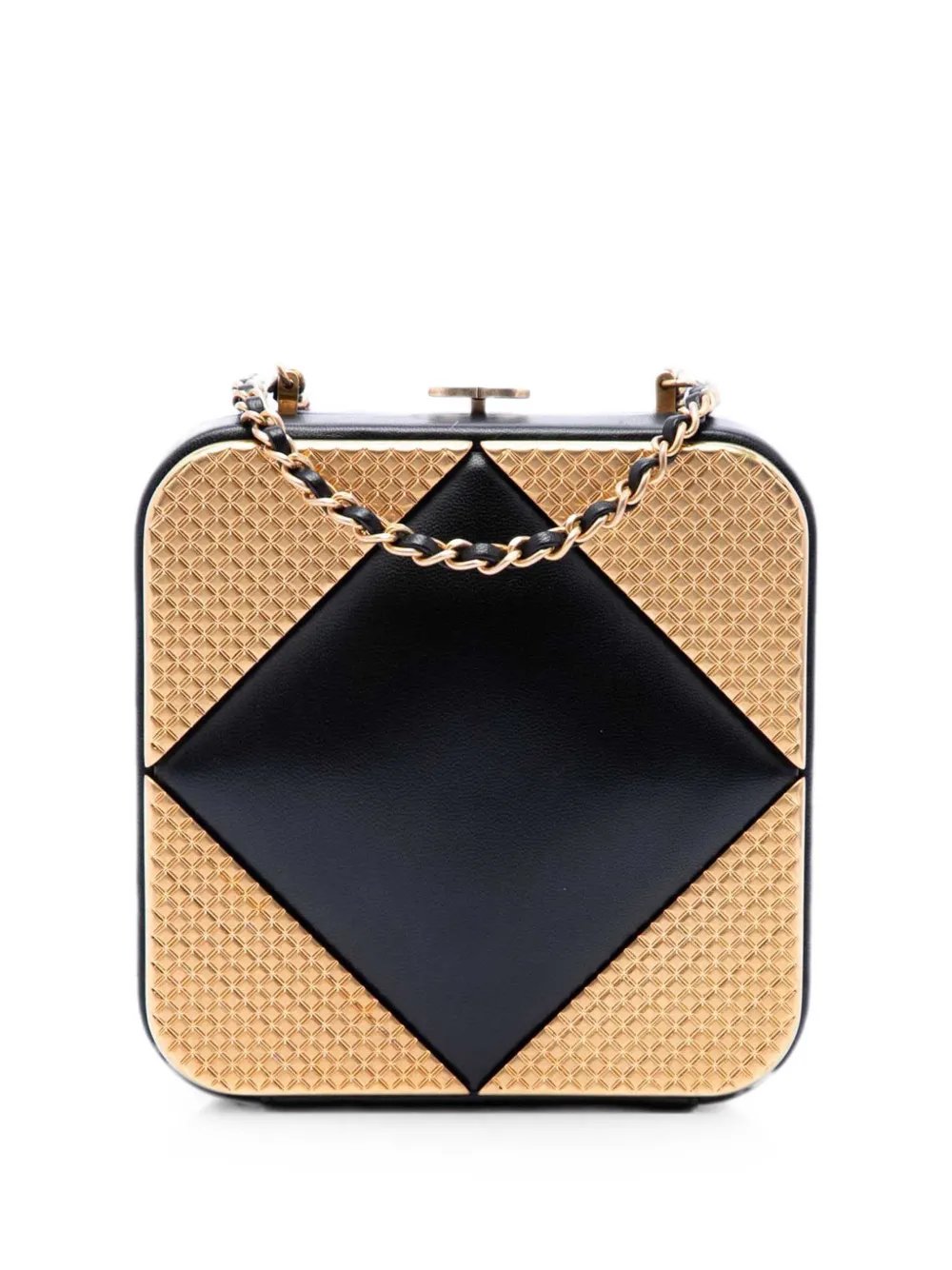 2021-2026 CC Lambskin and Metal Square Clutch with Chain crossbody bag