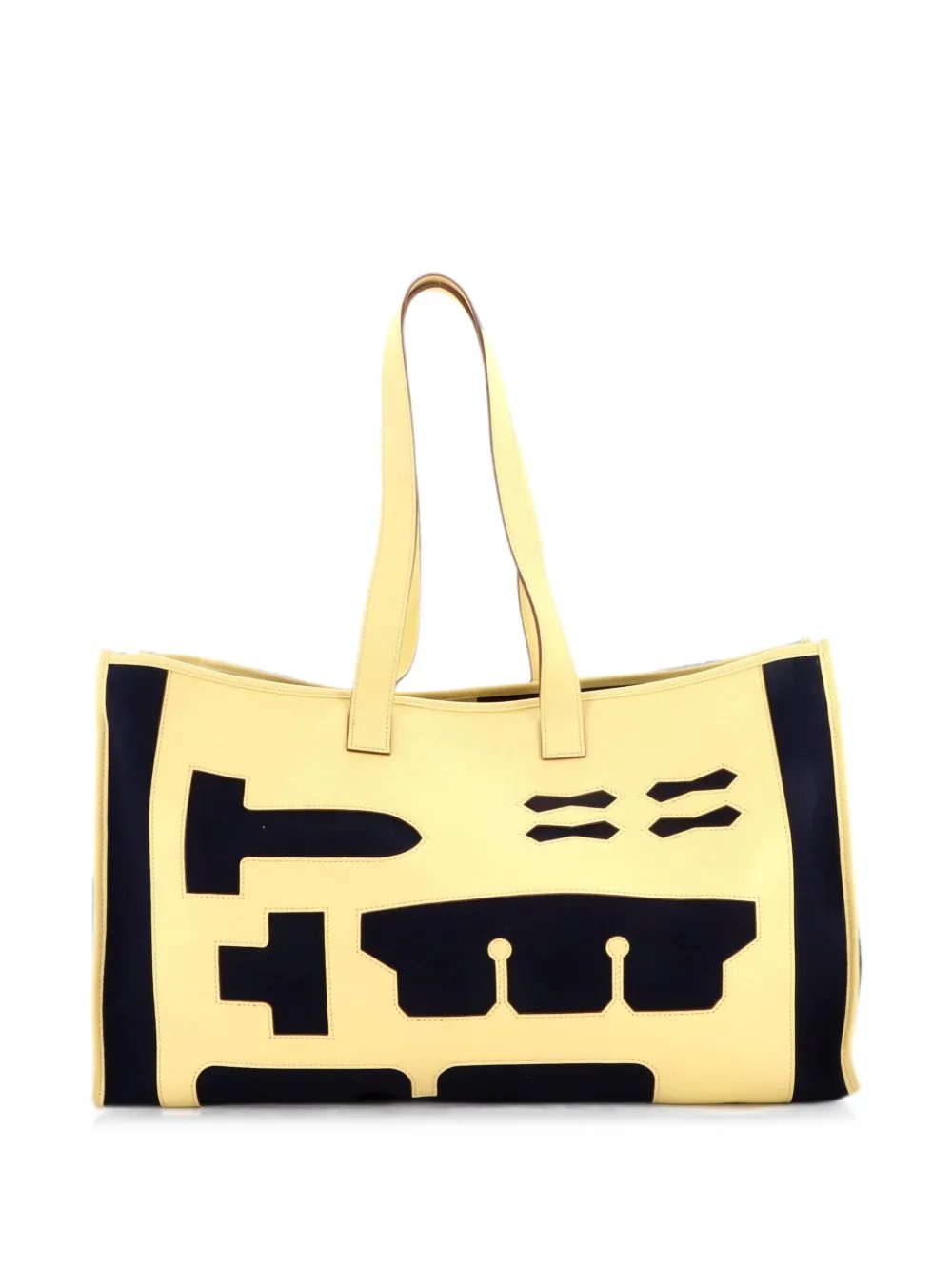 Petit H Skeleton Toile and Leather GM tote bag