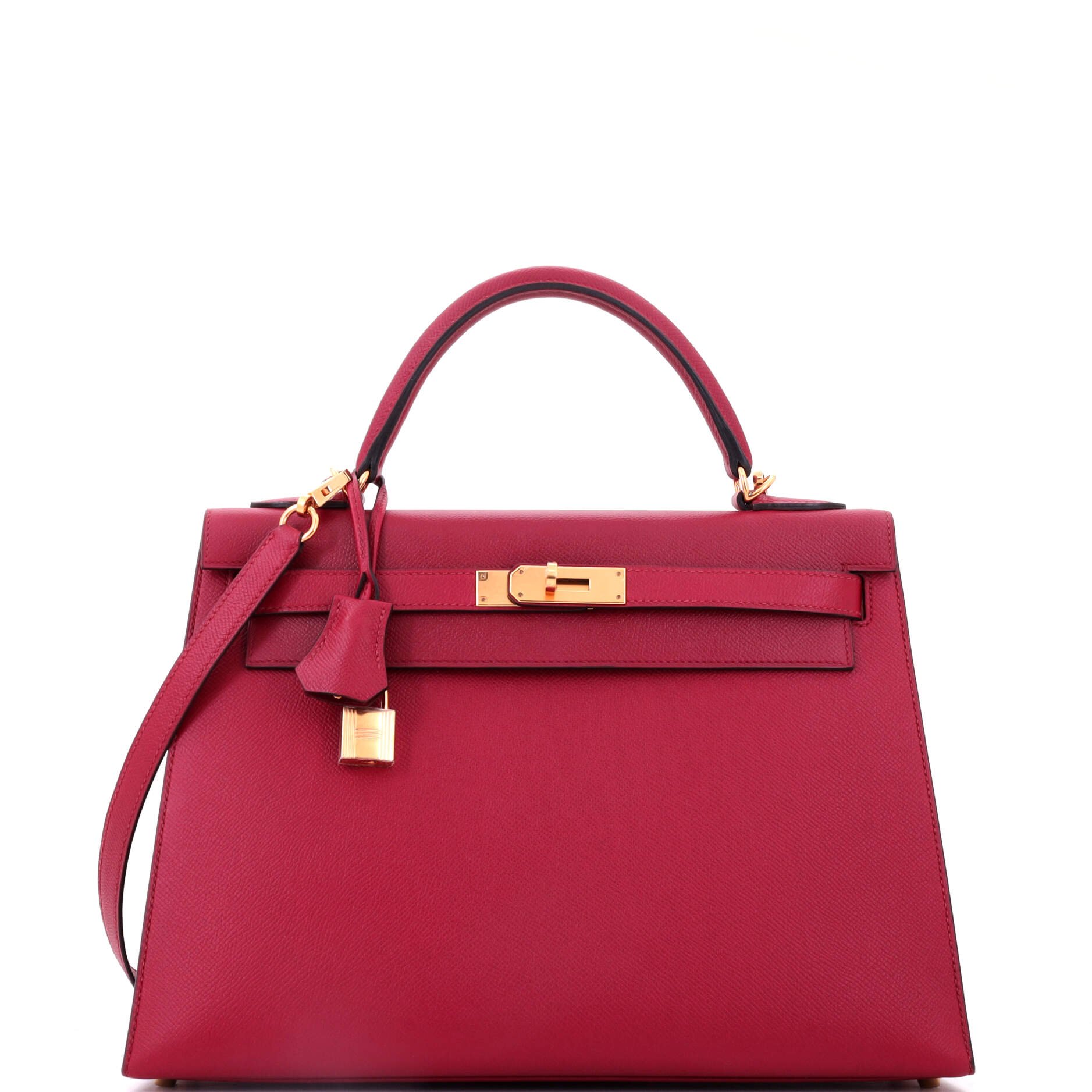 Hermes Kelly Handbag Red Epsom with Gold Hardware 32