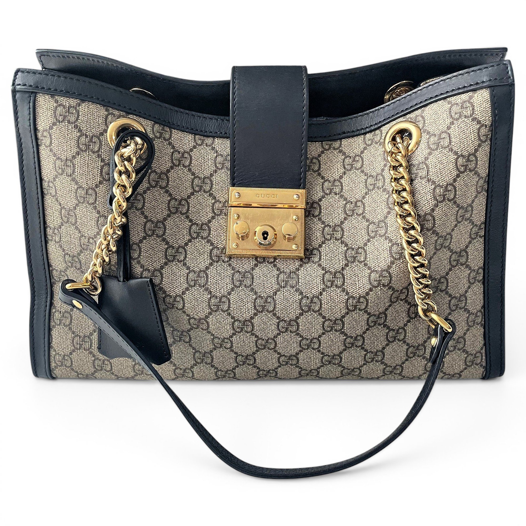 Padlock leather handbag