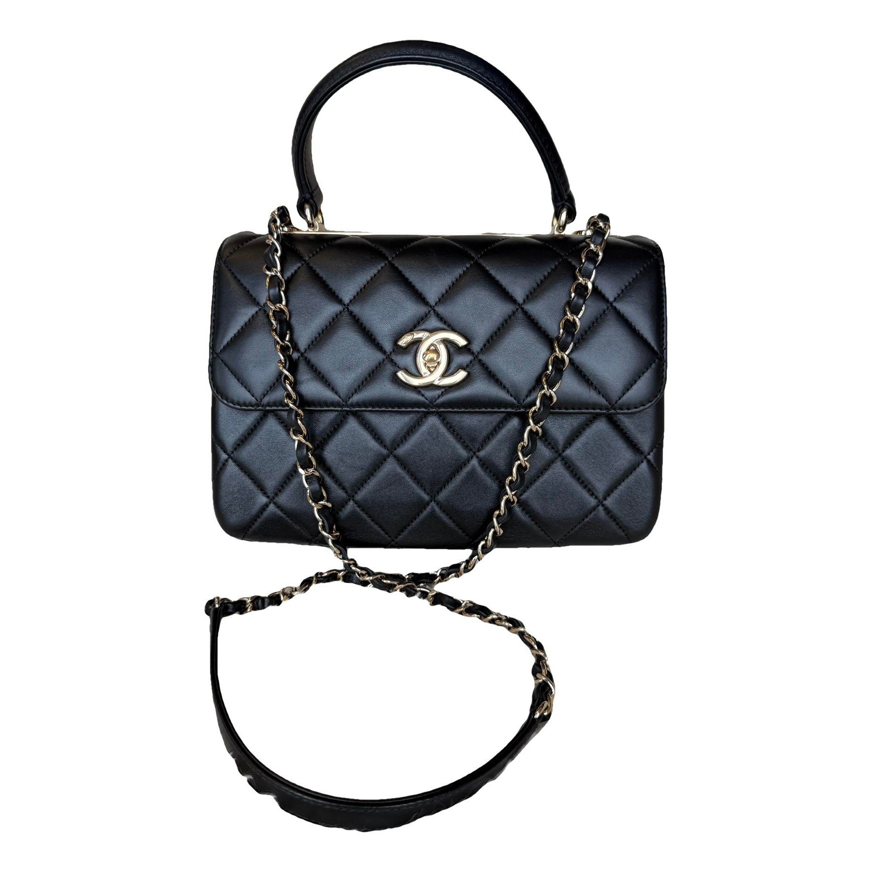 Trendy CC Top Handle leather handbag