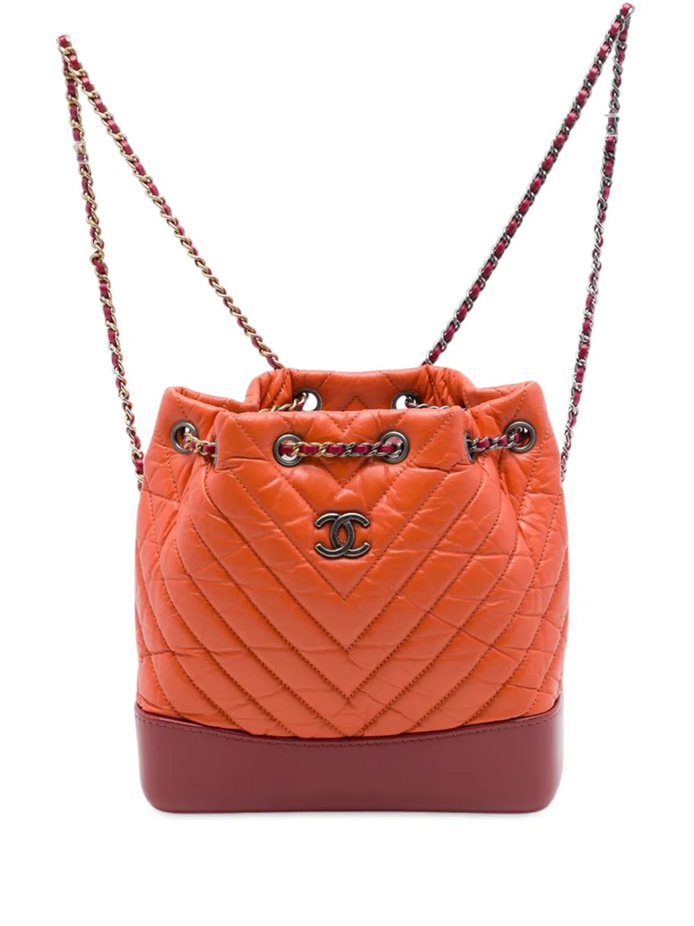 2018-2019 Small Bicolor Chevron Aged Calfskin Gabrielle backpack