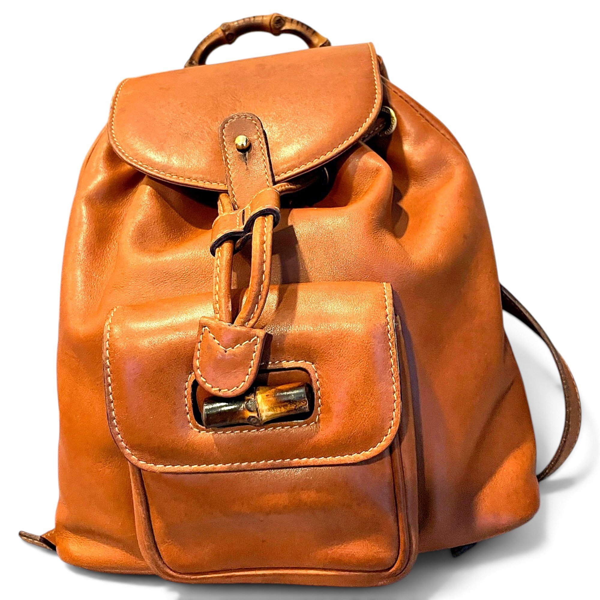 Vintage Bamboo leather backpack
